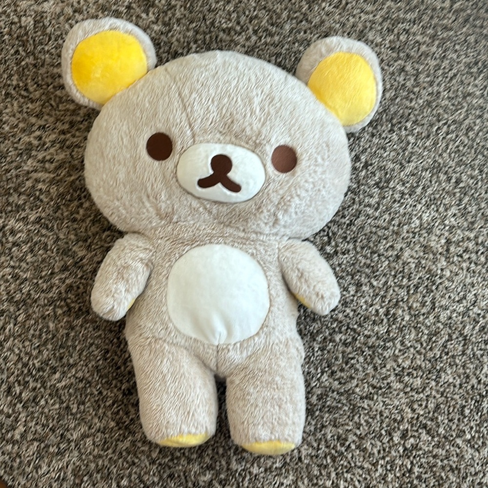 Cute fluffy  Rilak Kuma teddy bear with zipper in the back